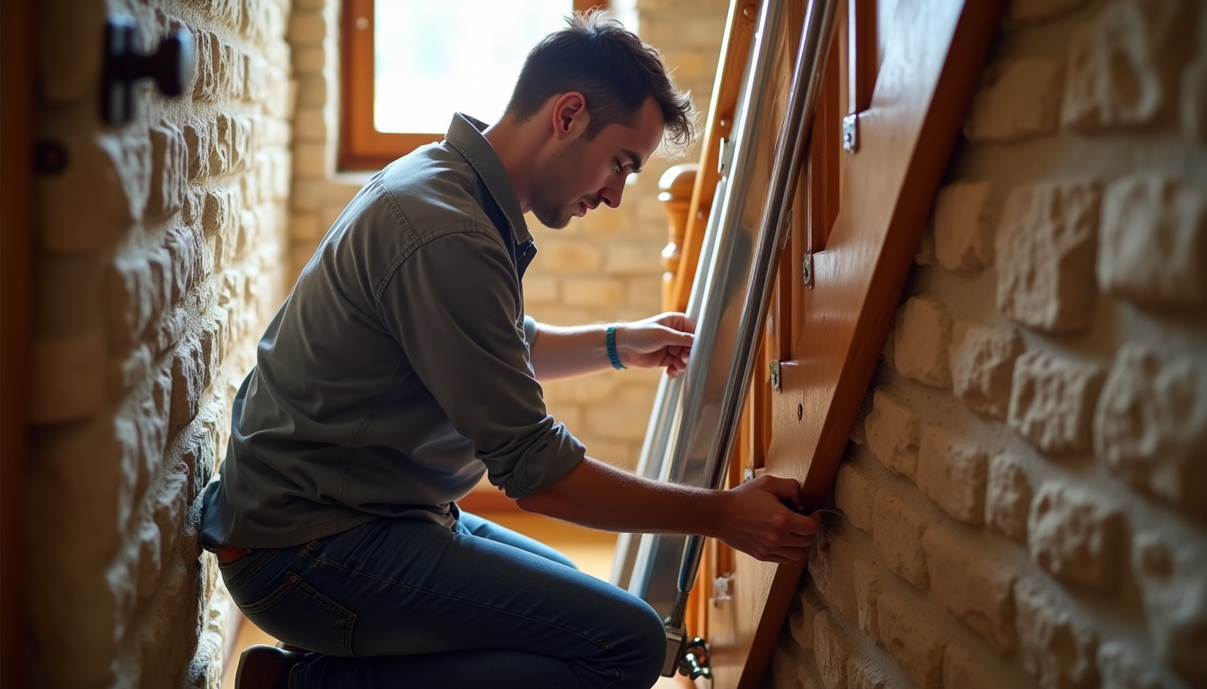 Technicien professionnel installant un monte-escalier à Visan