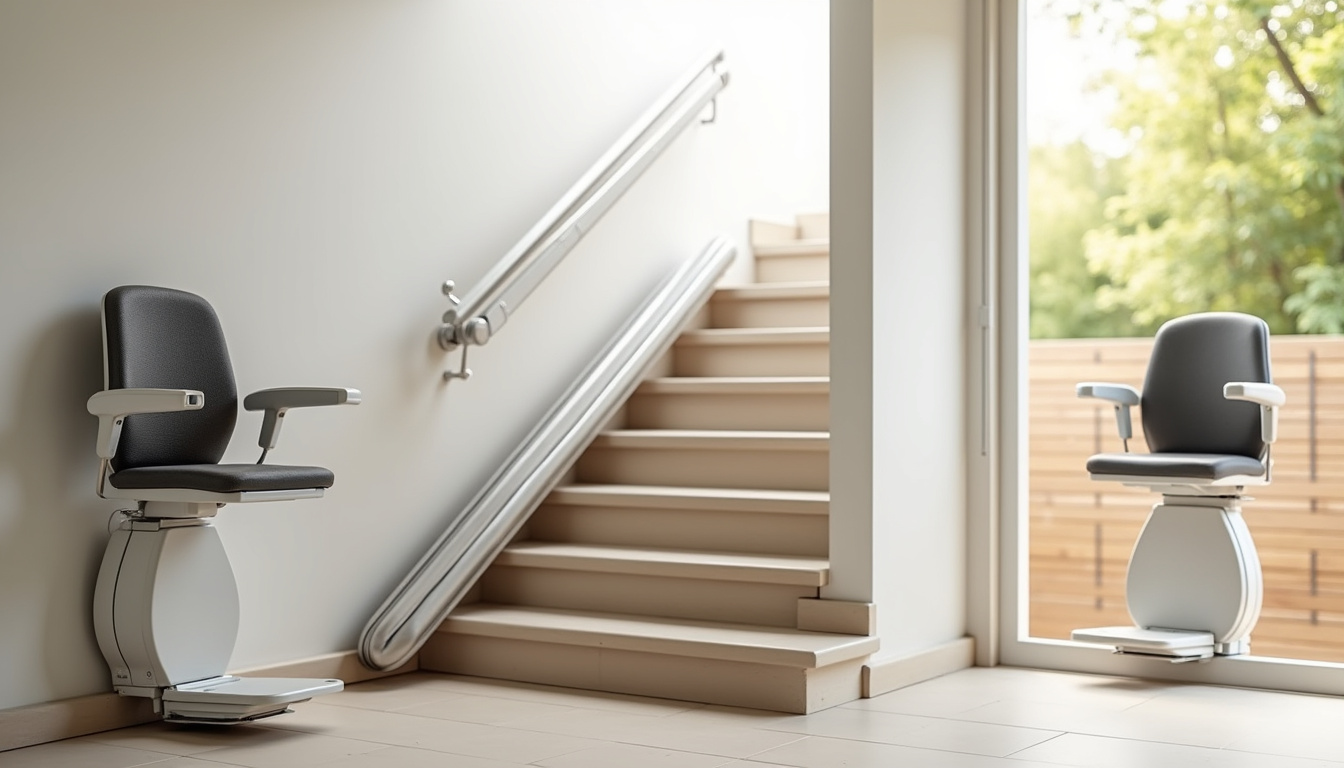Types de monte-escaliers disponibles: droit, tournant et extérieur