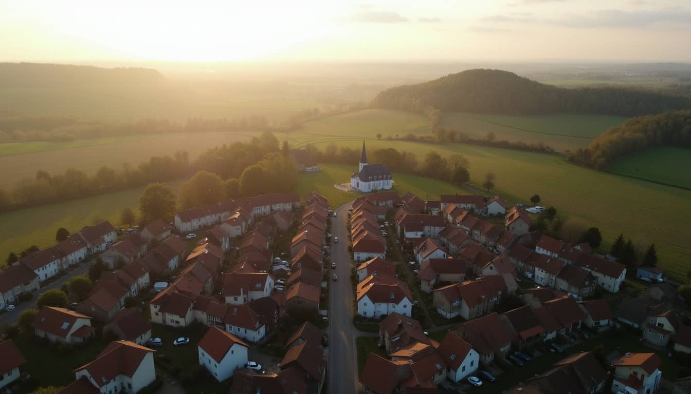 Vue aérienne de la commune de Cauchy-à-la-Tour dans le Pas-de-Calais