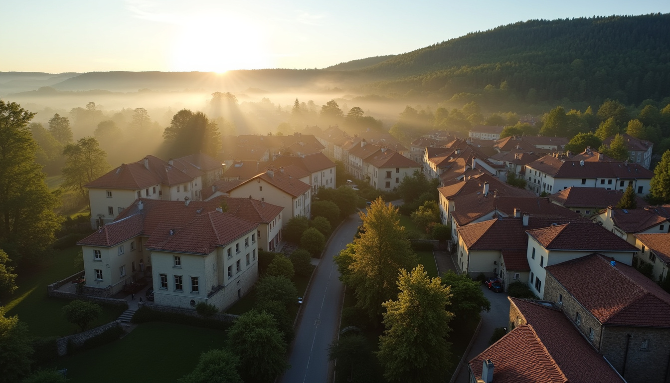 Vue aérienne de Saint-Étienne-lès-Remiremont avec toits traditionnels et espaces verts