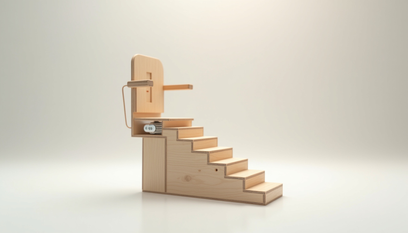 Vue schématique du fonctionnement d’un monte-escalier électrique avec moteur et batterie