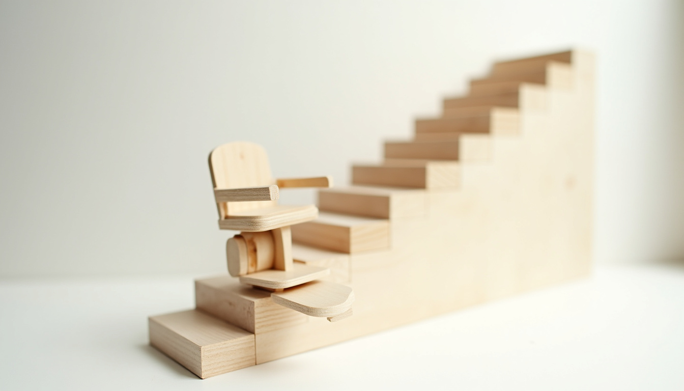 Vue schématique d’un monte-escalier en fonctionnement sur un escalier droit à Vannes