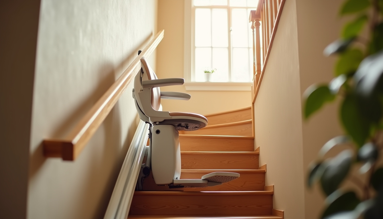 Aperçu d'un monte-escalier installé dans une maison à Dole