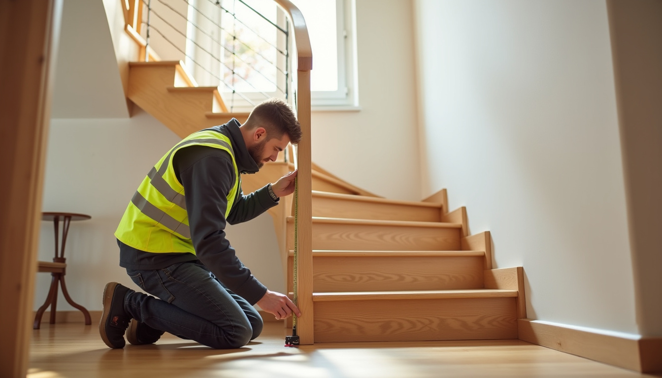 Prise de mesures pour un monte-escalier tournant à Guebwiller