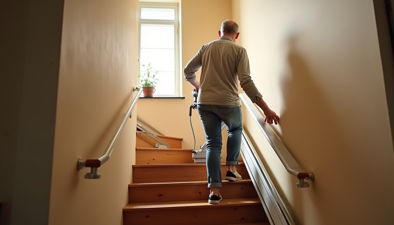 Utilisation d'un monte-escalier assis-debout dans une maison à Altkirch