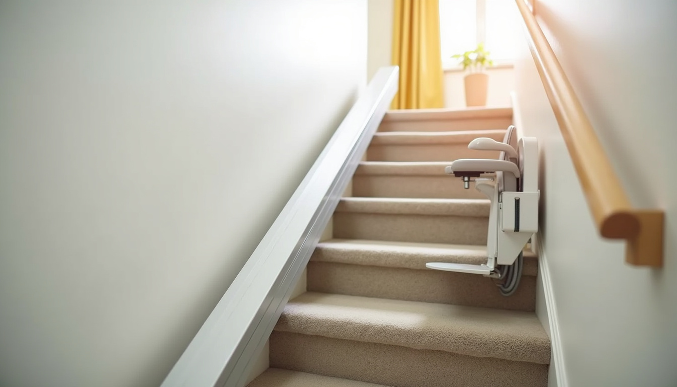 Installation d'un monte-escalier droit dans une maison à Évian-les-Bains