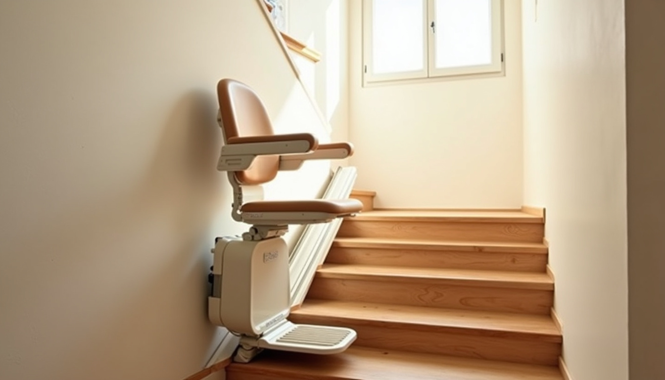 Installation d'un monte-escalier droit dans une maison à Poisy