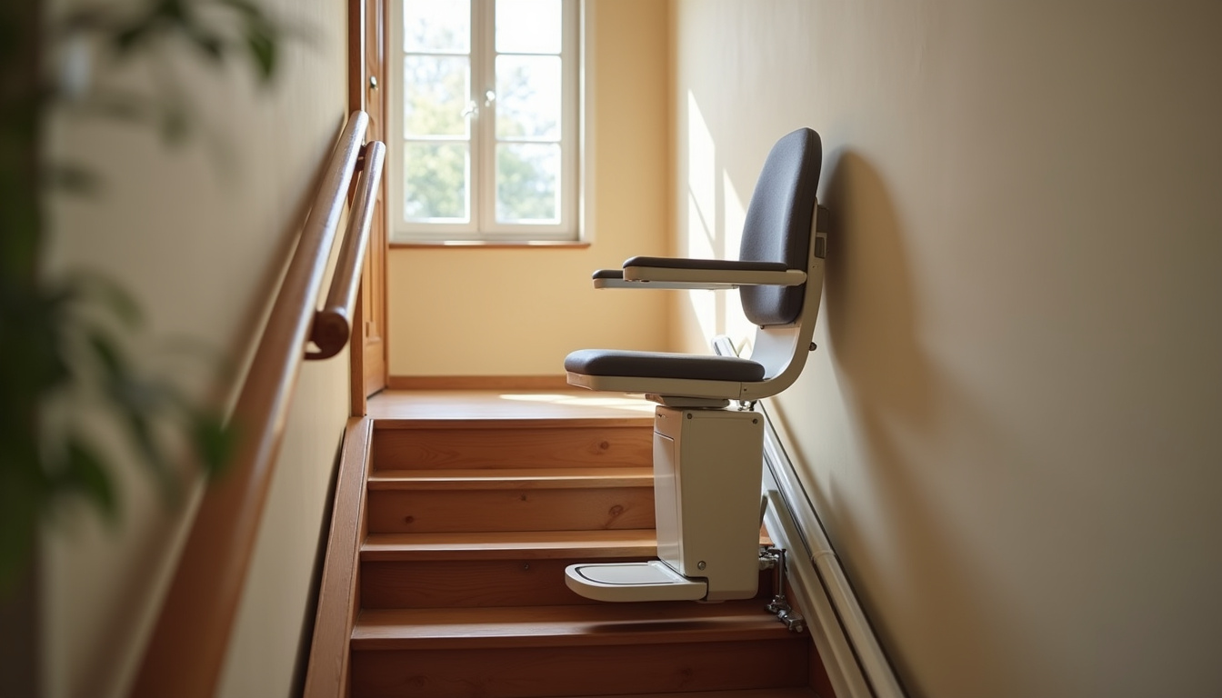 Installation d'un monte-escalier droit dans une maison à Ugine, pose sur marches sans modification structurelle