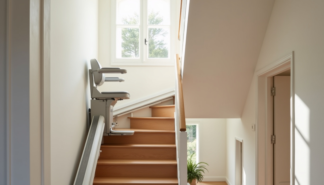 Installation d’un monte-escalier droit sur un escalier rectiligne à Pringy