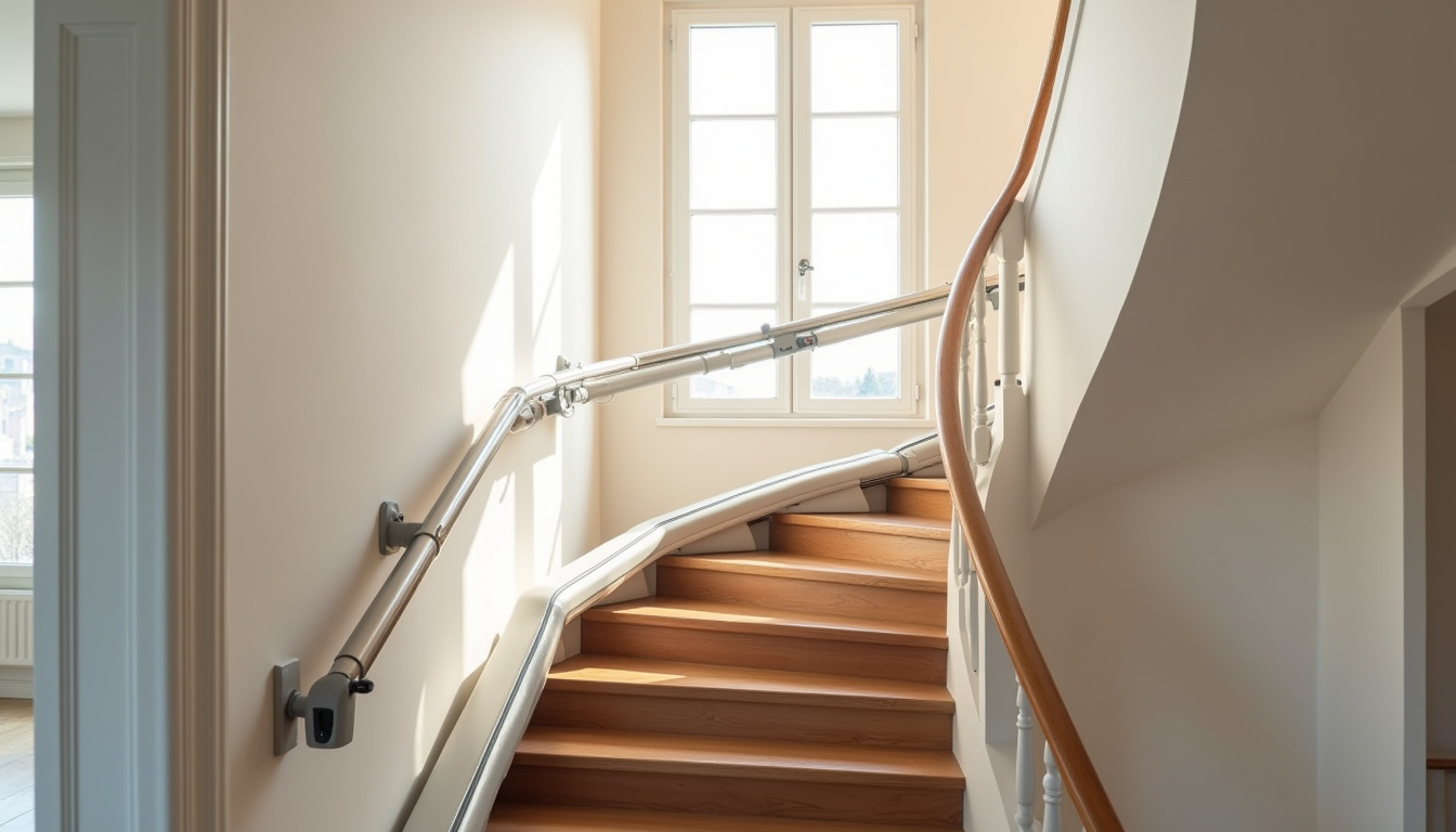 Installation d'un monte-escalier sur un escalier tournant dans une maison en Vienne