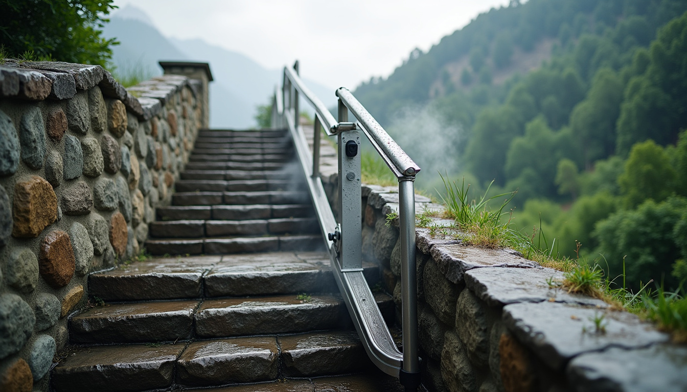 Monte-escalier extérieur installé à La Roche-sur-Foron, résistant aux intempéries