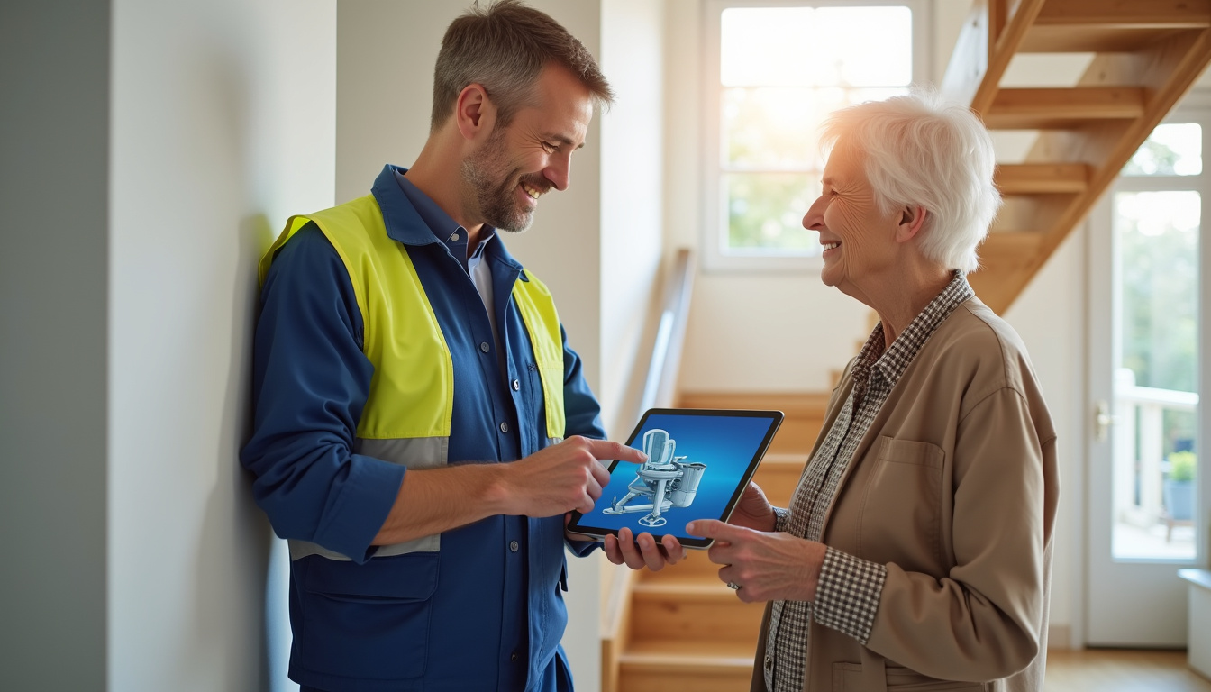 Technicien spécialisé en train de discuter avec un client à Cluses avant installation